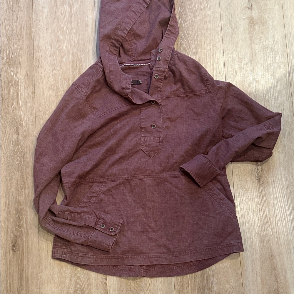 Prana Maroon Hooded Pullover Shirt